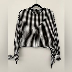 ZARA Black and White Gingham Women's Top